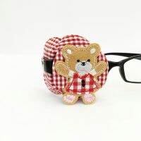 【hot】 Cotton red checkered bear children  39;s amblyopia hyperopia strabismus astigmatism full coverage stereoscopic eye patch