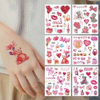 6PCS Flash Powder Stickers Wedding Anniversary Party Temporary Tattoos Heart Love Tattoo Sticker Valentines Tattoo for Hand Stickers