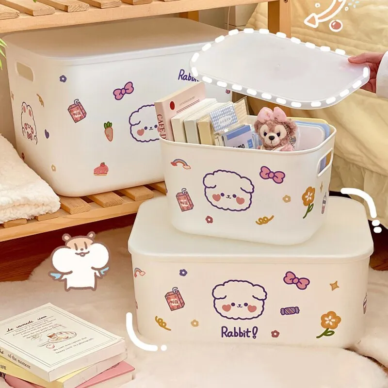 Cute Storage Organizer Kawaii Plastic Large Storage Box With Lids