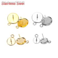 20pcs Stainless Steel 6 8 10 12mm Stud Earring Base Hypoallergenic Glass Cabochon Cameo Settings For Diy Jewelry Making Findings