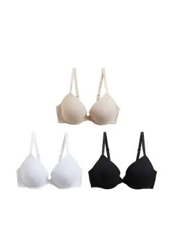 Buy MARKS & SPENCER M&S 3pk Cotton & Lace Non Wired Full Cup Bras