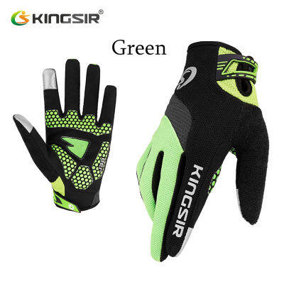 KINGSIR Touch Screen Cycling Gloves Full Finger Autumn Sport Mtb Gloves Shockproof Bicycle Gloves GEL Pad Bike Gloves