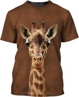 3D Animal Giraffa Printed Comfortable Short Sleeve Tshirt for Adults Men Women Animal Lover Grandfather Grandmother