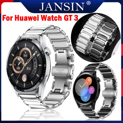 สาย Huawei watch GT 3 46mm 42mm สายนาฬิกา luxury Ceramics สายรัดสแตนเลสของ For Huawei Watch GT 3 SE สาย