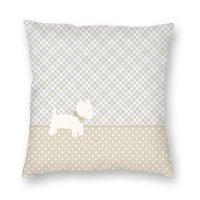 hjk✹№ↂ  Cartoon Westie Tartan And Dots Throw Cover Terrier Dog Cushion 45x45