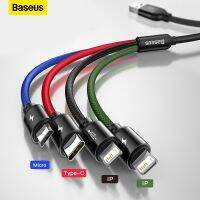 (SHANG LONG)Baseus สาย USB แบบ3 In 1,สำหรับ Samsung Xiaomi Mi 4 iPhone 14 13 12X11 Pro Max เครื่องชาร์จไมโคร