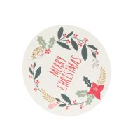 50pcs Christmas Gift Tag High Quality Paper Round Flower Pattern Printing Merry Christmas Letter Cake Decoration Hanging Card