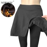 HOT HULXOIQQQEWV 573[] NORMOV ฤดูหนาวให้อบอุ่น Leggings เอวสูงสีดำบางกางเกงลำลองด้วยกำมะหยี่หนากับกระโปรงภายนอกสวมใส่ Leggings ผู้หญิง