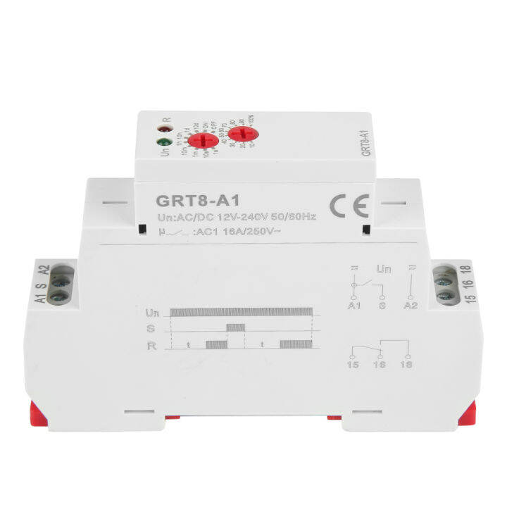 รีเลย์เวลา-grt8-a1-ac-dc-12v-240v-mini-power-on-รีเลย์เวลาล่าช้า-din-rail-ประเภทสามารถตั้งค่าได้โดยลูกบิดแผง