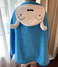 Japanese high quality nap pillow Crayon Boy Plush Blanket with hat Bath Travel Home Pillow Nap blanket super soft gift