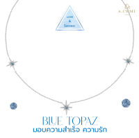 A.CEMI สร้อยคอเสริมดวง พลอยแท้ Blue Topaz 12 Triple Star Necklaceมอบความสำเร็จ ความรัก