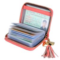 [COD] layer cowhide card womens genuine leather cute tassel zipper credit version multi-card slot large-capacity