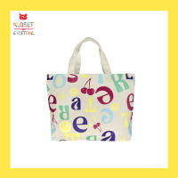 KLOSET ETCETREA  Pixxie cherry //Happyness whith love tote S กระเป๋าถือ กระเป๋าลายสกรีน กระเป๋าผ้า ถุงผ้า กระเป๋าแฟชั่น