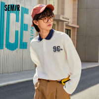 Semir เสื้อยืดแขนยาวสำหรับผู้ชายพิมพ์ลายตัวอักษรสีตัดกันเสื้อถักแฟชั่นใหม่สำหรับเด็กผู้ชายปี2022