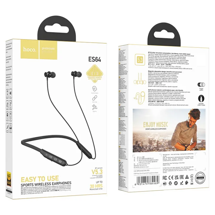 hoco-es64-หูฟังบลูทูธ-ไร้สาย-ออกกำลังกาย-bt-v5-3-easy-sound-sports-earphones