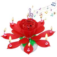 เทียนวันเกิดไฟฟ้าแบบใช้ซ้ำได้เทียนดอกไม้เทียนทรงเค้กวันเกิดใช้ซ้ำได้เทียนดนตรีบัวหมุนได้เทียนรูปบัว
