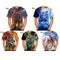 NEW Tiger Fashion Mens And Womens Couple Summer Casual Short Sleeve 3d Animal Print Top