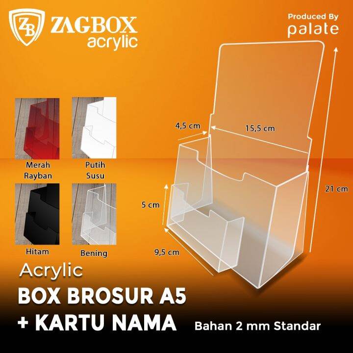 Akrilik / Brochure Holder Acrylic/Tempat Brosur Akrilik A5 + Kotak