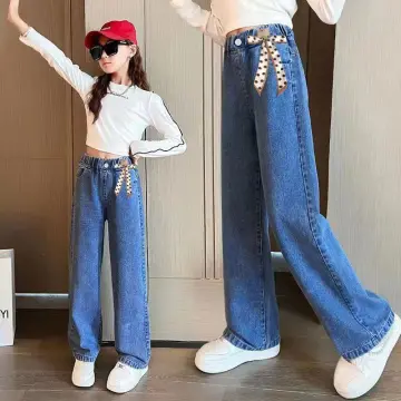 New Arrival Girls Jeans Wide Leg pants Straight Cotton Children