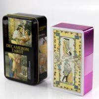 Decameron Tarot Deck ในกล่องดีบุกขอบทองสำหรับการ์ดเกมทำนายดวงชะตา