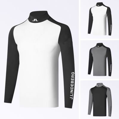 JL J．Lindeberg Autumn golf clothing mens long-sleeved bottoming clothing quick-drying breathable all-match elastic Golf comfortable round neck top