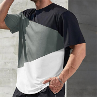 2023 NEW Casual Short Sleeved T-shirt with Loose Print And Simple Color Blocks, Suitable for Summer Mens Fashionable Street Clothing fashion t-shirt