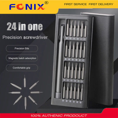 FONIX ไขควง24 In 1พรีซิชั่ไขควงชุดแบบพกพาน้ำหนักเบาไขควงชุดแม่เหล็กไขควงบิต Hex บิตจับซ่อมโทรศัพท์มือถือไขควงชุดเครื่องมือ
