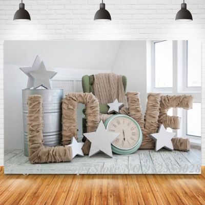 Big Clock Love Stars Newborn Baby Shower Photo Background Living Room Interior Scene Photography Backdrops Children Portrait