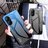 เคสแข็งกันแรงกระแทกสำหรับ Realme C33 RealmeC33 C 33กระจกนิรภัยไล่เฉดสีฝาหลังป้องกันเคสโทรศัพท์