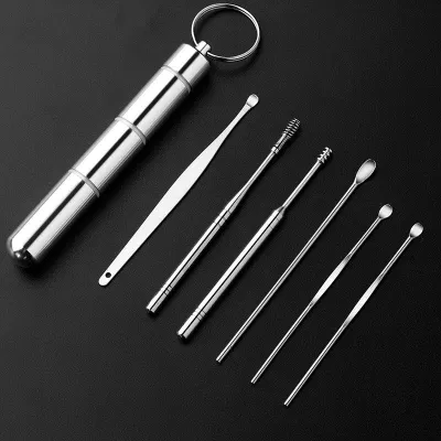 Portable household stainless steel ear cleaning tool set earwax cleaning tool ear wax removal tool ear pick ears health