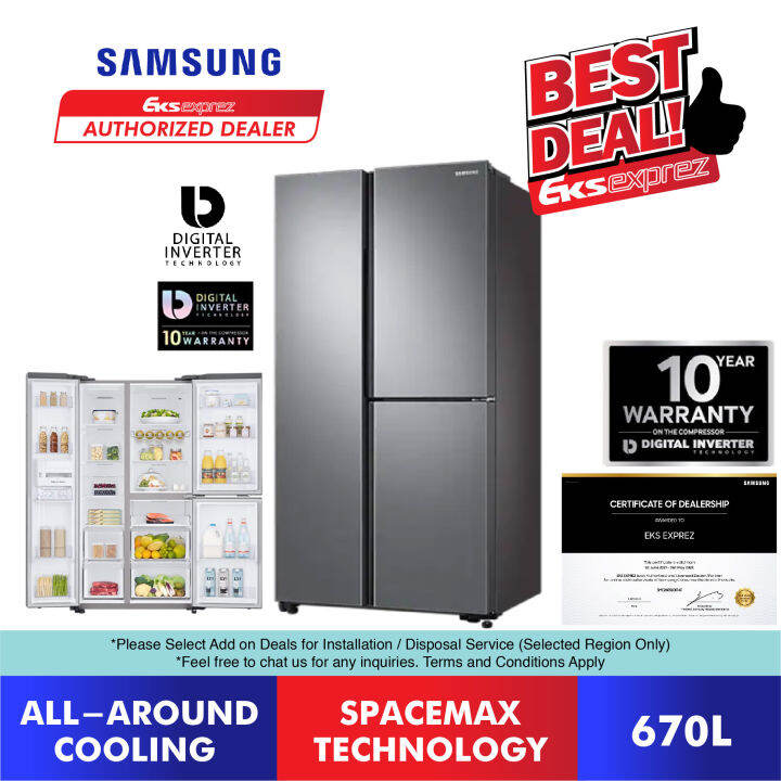 Samsung Side by Side Inverter Fridge (670L) RS63R5561M9/ME with Large Capacity (SpaceMax