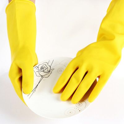1 Pair Latex Gloves Dish-Washing Washing Clothes Rubber Gloves Latex Waterproof Housework Gloves Home Supplies Safety Gloves