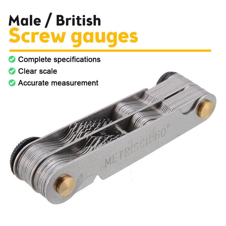 DIPPRUN 20pcs/set Metric Screw Gauge Inch 55 ° & Metric 60 ° Thread