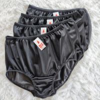 กางเกงในผู้หญิง/ชาย เต็มตัว แพ็ค ุ4ตัว สีดำ ไซส์ M  Black Woman Man Underwear Nylon Full Briefs ผ้าไนล่อน  สะโพก 28"-36" รอบเอว  สวมใส่สบาย