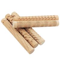 Embossed Rolling Pin Handmade Slab Roller BPA Free Embossed Beech Rolling Pin Clay Tool Clay Texture Roller Texturing Bread  Cake Cookie Accessories