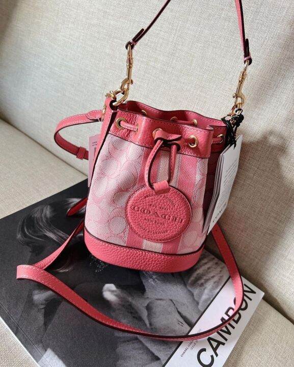 Coach Mini Dempsey Bucket Bag In Signature Jacquard C8322 Womens Bag Pink Lazada Ph 6299