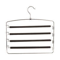 Multi Pant Hanger Black Pants Hangers With Non-slip Foam Padded Multi Layers Swing Arm Space Saver Storage Pant Slack Hangers