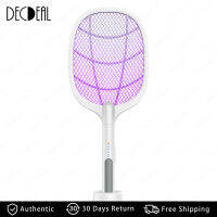 2 In 1 Electric Fly Swatter &amp; Mosquito Lamp 3000V เครื่องดักยุงแบบพกพาแรงดันสูงพร้อม UV Ray &amp; Electric Shock โคมไฟนักฆ่ายุงแบบชาร์จไฟได้ Bug Zapper พร้อมฐานสำหรับห้องนอน Baby Room Office