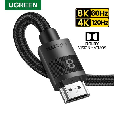 Ugreen Kabel HDMI 2.1 Ultra Kecepatan Tinggi 8K/60Hz 4K/120Hz untuk Xiaomi Mi Box PS5 Kabel HDMI Splitter HDMI Dolby Vision 48Gbps HDMI