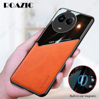 ROAZIC สำหรับ Realme 11 5G/Realme 11X 5G เคสโทรศัพท์ปกหนังเคสป้องกันจานแก้วโลหะในตัวสำหรับรถยนต์