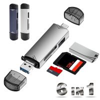 Pembaca kartu 6in1 adaptor kartu TF/SD logam multifungsi USB3.0 Tipe C pembaca kartu memori mikro untuk ponsel Laptop Macbook