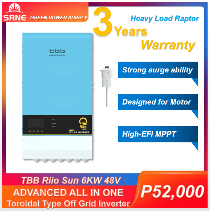 Inverter TBB Riio 6000W 48V with WIFI Free Hybrid Off Grid Built In ...