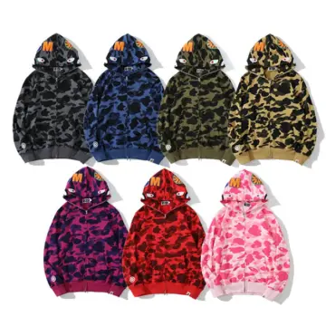 Bape Shark Hooded Jacket Reflective A-pe Cotton Men's Sweatshirt Colourful  Letters Thin Zip Casual Hoodie, Black : : Fashion