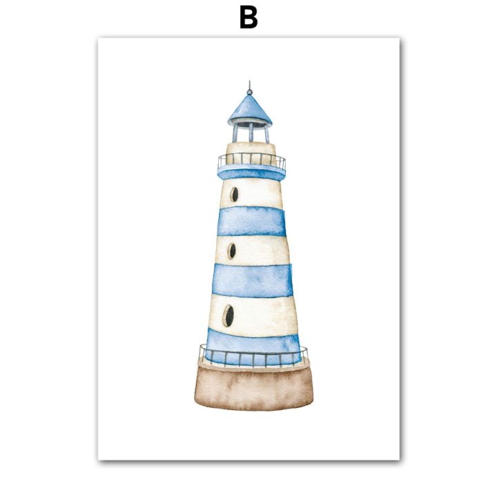 sailboat-lighthouse-fish-nautical-nursery-posters-and-prints-canvas-painting-nordic-wall-art-pictures-baby-kids-room-home-decor