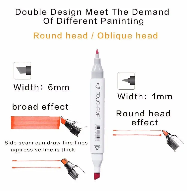 TouchFive Markers Sketching Markers 168 Color Pens Brush Pen Alcohol  Skewing Art Markers for Manga Dual Headed Lettering Markers