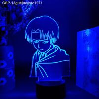 โคมไฟดักแมลงจากระยะไกล Lâmpada De Led Colorida Para Decoração Mesa อะนิเมะโจมตีผ่าพิภพไททัน Levi Ackerman 3d Luz Noturna Crianças Quarto Controle Remoto Presente