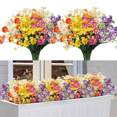 ช่อดอกไม้พลาสติกกันยูวีไม่ซีด1ช่อดอกไม้ประดิษฐ์ดอกเดซี่สำหรับตกแต่งบ้านงานแต่งงาน F5T9