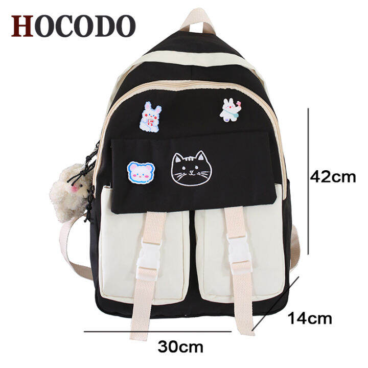 hocodo-kawaii-large-capacity-backpack-women-multi-pocket-school-bag-for-teens-waterproof-student-bag-ladies-travel-shoulder-bag