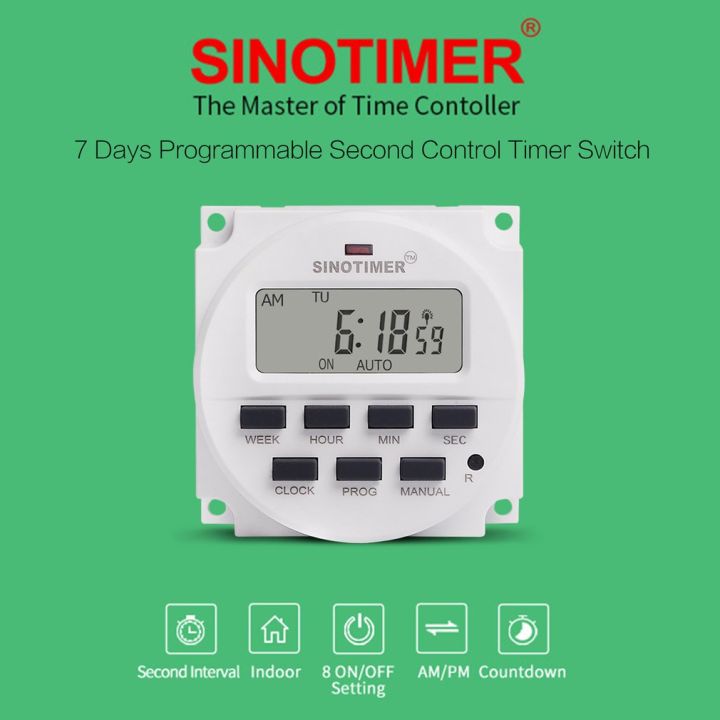 sinotimer-12โวลต์รายสัปดาห์7วันโปรแกรมดิจิตอลเวลาสวิทช์รีเลย์ตั้งเวลาควบคุมสำหรับเครื่องใช้ไฟฟ้า8เปิด-ปิดการตั้งค่า