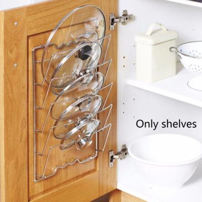 Pan Stainless Steel Pot Lid Plates Kitchen 5 Slots Sink Countertop Holder Dish Rack Bowl Storage Shelf Drying Stand Draining